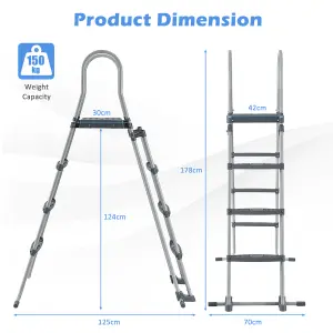 Costway A Frame Pool Ladder Above Ground W/ Removable Steps Non-Slip