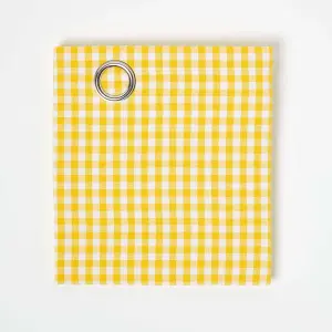 Homescapes Yellow Cotton Gingham Eyelet Curtains 137 x 228 cm