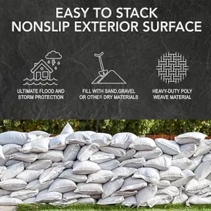 PRIMES DIY Strong Woven Rubble Builder PP Bags with liner, Heavy Duty PP Rubble White Jumbo Sack (25 x 40 inches) - Pack 10