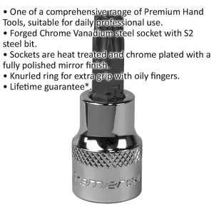 Premium T47 TRX Star Socket Bit - 3/8 Inch Square Drive with Knurled Grip