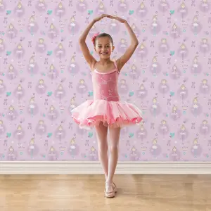 Galerie Just 4 Kids 2 Lilac Blue Ballerinas Smooth Wallpaper