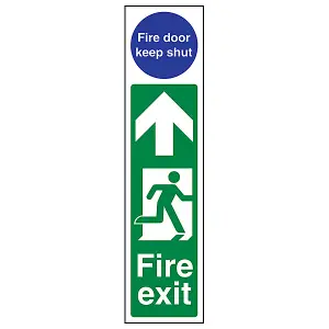 Fire Exit Man Right Keep Door Shut Sign - Rigid Plastic 75x300mm (x3)