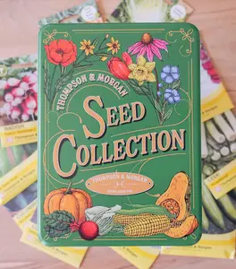 Thompson & Morgan Garden Gift - Metal Seed Storage Tin + 10 Packets of Vegetable Seeds