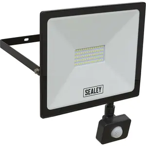 Extra Slim Floodlight with PIR Sensor - 50W SMD LED - IP65 Rated - 4500 Lumens