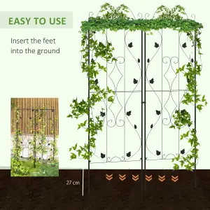 Outsunny Set of 2 Metal Trellis for Climbing Plants, Leaf Design, 50 x 181cm