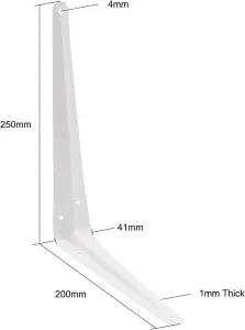 EAI - London Shelf Bracket - 250x200x41x1mm - White - Pack of 10