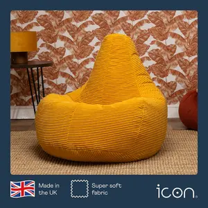 icon Dalton Corduroy Bean Bag Chair Ochre Yellow Recliner Bean Bags