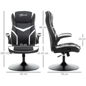 Vinsetto Gaming Chair Ergonomic Computer with Adjustable Height Pedestal Base, Home Office Desk Black and White