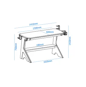 Jersey Writing Office Desk in Black / Oak