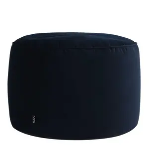 icon Gavrilovic Large Velvet Pouffe Ottoman Dark Blue