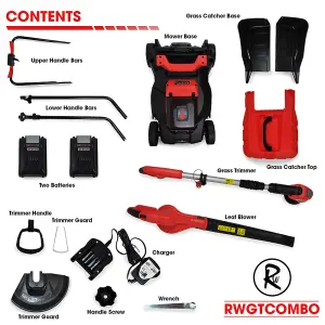 RocwooD Cordless Lawnmower Trimmer & Blower 20V 33CM Cutting Width