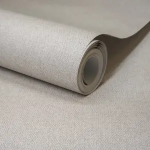 Grandeco Boutique Mini Twill Woven Texture Fabric Effect PVC-free Eco Wallpaper, Grey