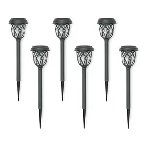 ValueLights Pack of 6 - Solar Powered Black Diamond Spike Lights for Drive Path Patio Decor Stake, Solar Light for Outdoor Garden