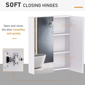 HOMCOM 60x75cm Mirror Cabinet Wall Mount Storage Organizer Door Adjustable Shelf