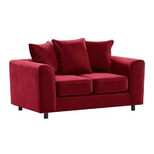 Brooklyn Plush Velvet Fabric Sofa Set 3 and 2 Seater sofa Foam Red