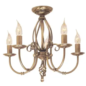 Elstead Artisan 5 Light Chandelier Aged Brass Finish, E14