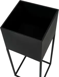 Set of 2 Indoor Square Black Metal Planters