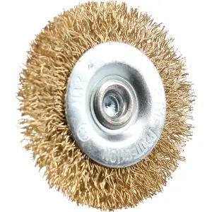 50mm 2" Wide Flat Steel Wire Brush for Drills Brass Coated Rust Paint Remover