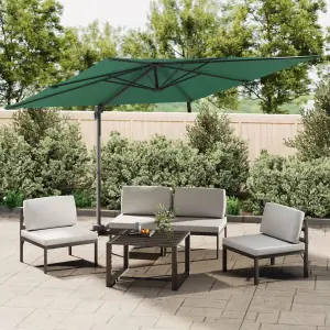 Berkfield LED Cantilever Garden Parasol Green 400x300 cm