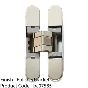 3D Adjustable Concealed Cabinet Hinge - 180 Degree Opening Wardrobe NICKEL