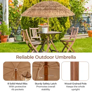 Costway 170cm Thatched Tiki Umbrella Hawaiian Beach Umbrella Push Button Tilt