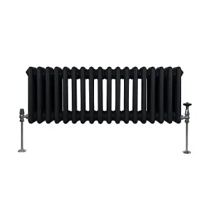 Traditional 3 Column Radiator - 300 x 832 mm - Black