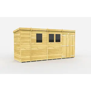 DIY Sheds 13x4 Pent Shed - Double Door With Windows