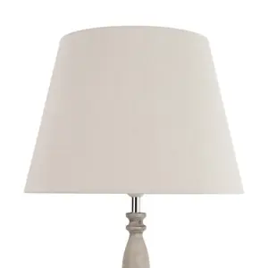 First Choice Lighting Set of 2 Grey Wash Wood Effect 59cm Table Lamps with And Grey Cotton Shade