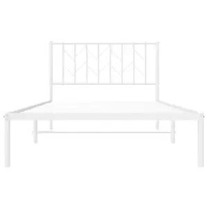 Berkfield Metal Bed Frame without Mattress with Headboard White 107x203cm