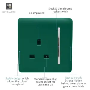 Trendiswitch DARK GREEN 1 Gang 13 Amp Switched Socket