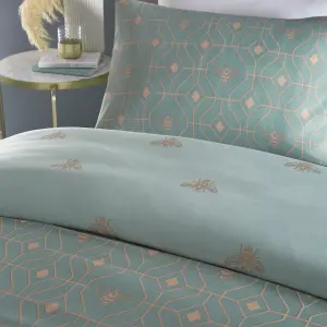 furn. Bee Deco Geometric Reversible Duvet Cover Set