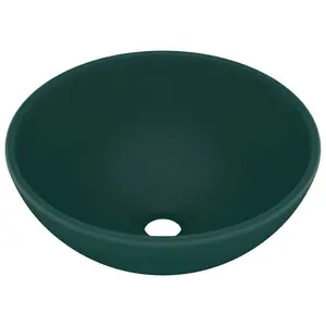 Belfry Bathroom Yogi 325mm L x 325mm W Ceramic Circular Countertop Basin Sink Dark Green