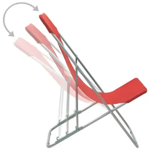 Berkfield Folding Beach Chairs 2 pcs Steel and Oxford Fabric Red