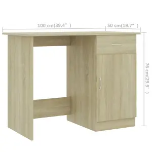 Berkfield Desk Sonoma Oak 100x50x76 cm Engineered Wood