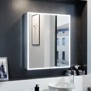 Nes Home LED 600 x 700mm Motion Sensor Mirror Cabinet Wall Mounted Bathroom