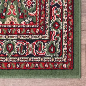 Traditional Green Bordered Floral Rug For Dining Room-160cm X 230cm