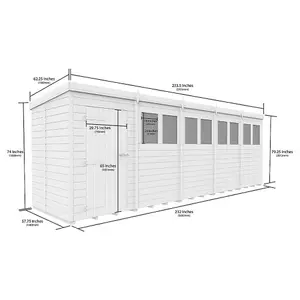 DIY Sheds 20x5 Pent Shed - Single Door With Windows