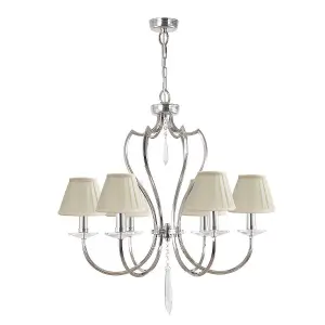 Elstead Pimlico 6 Light Chandelier Polished Nickel Finish, E14