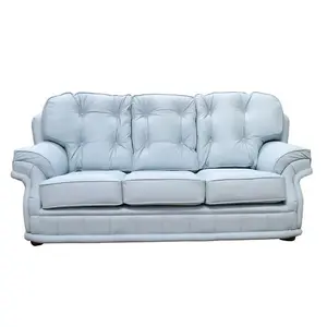 Chesterfield Handmade 3 Seater Sofa Shelly Parlour Blue Leather In Knightsbridge Style