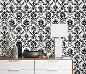 Galerie Stripes And Damask 2 Black Damask Document Smooth Wallpaper