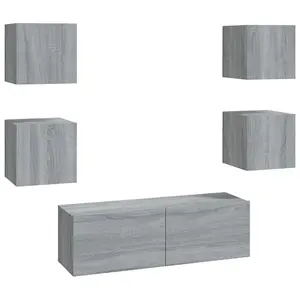 Berkfield Wall-mounted TV Cabinet Set Grey Sonoma Engineered Wood