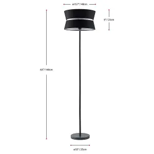 First Choice Lighting Hayley Black Floor Lamp with Black Layered Shade