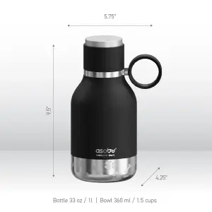 Tritan Water Bottle with Dog Bowl Black 975ml