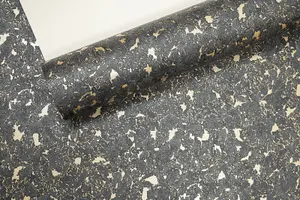 Arthouse Metallic Gold Charcoal Black Textured Vinyl Wallpaper Industrial Marble