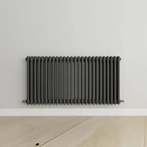 Horizontal Anthracite Triple Column Radiator (H) 600mm x (W) 1190mm, 7730 BTU.