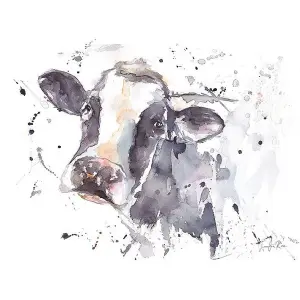 Jennifer Rose Moo Cow Framed Canvas Print Black/White (30cm x 40cm)