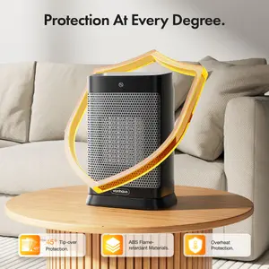 VonHaus Space Heater 1500W, Portable Electric Ceramic PTC Fan Heater with Thermostat, Remote Control, 1-12hr Timer, Low Noise