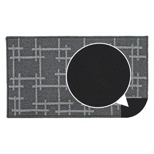 JVL Vector Machine Washable Latex Backed Doormat, 40x70cm, Grey