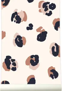 Roomblush Nursery Leopard Spots 4 Lane Repeatable Wallpaper Mural 200 x 285cm, Coral Beige