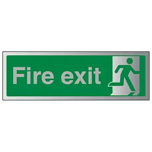 Fire Exit Man Right Safety Sign - Glow in the Dark - 300x100mm (x3)